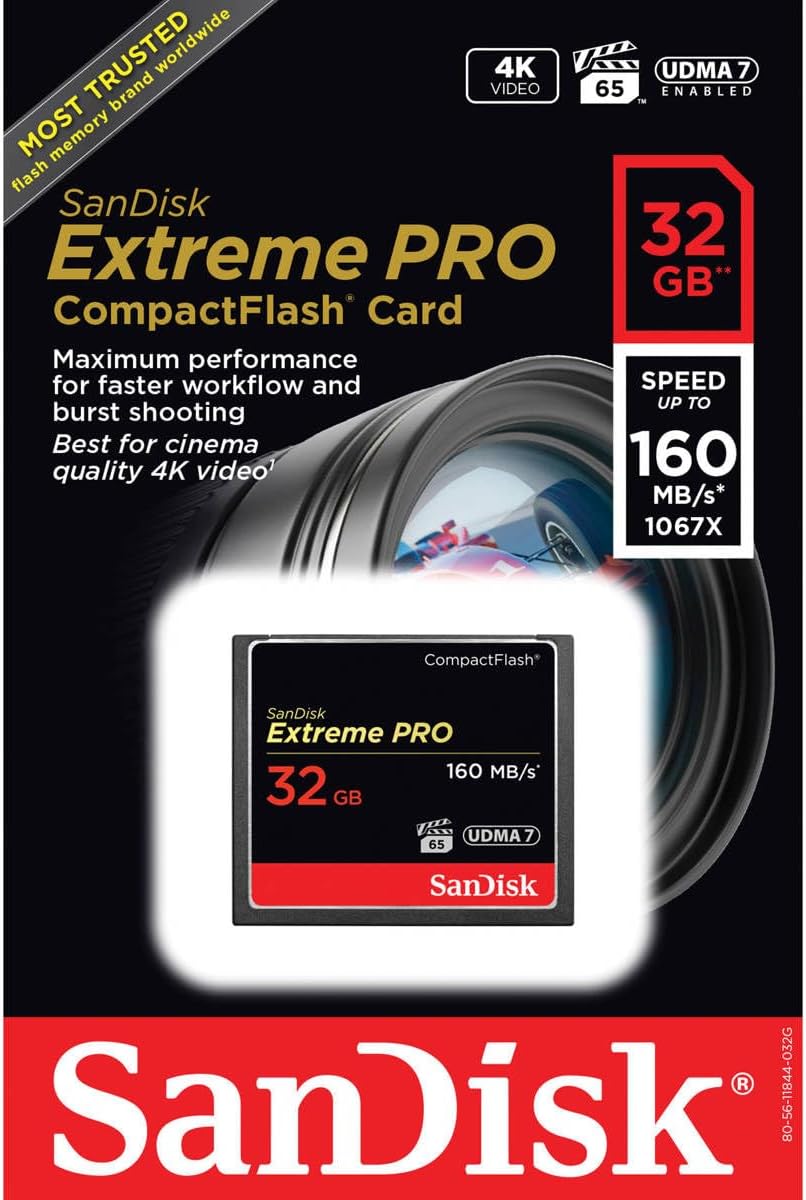 Sandisk 32 GB Extreme Pro CF 160MB/s High Speed UDMA7 Compact Flash Card