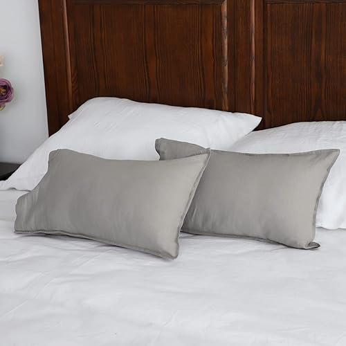 Miniatura 7 de Simple&Opulence Juego de 2 fundas de almohada lumbar de lino de 12 x 20 pulgadas  12.0 x 20.0 in., rectangulares de mezcla de algodón y lino, fundas