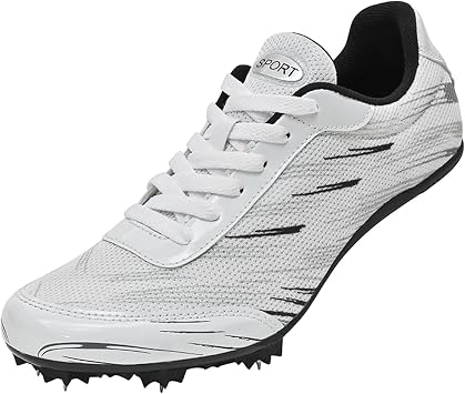 Track And Field Shoes Mens Womens Spikes Sneaker Running Racing Sprint Jumping Shoes Boys Girls,White,1UK