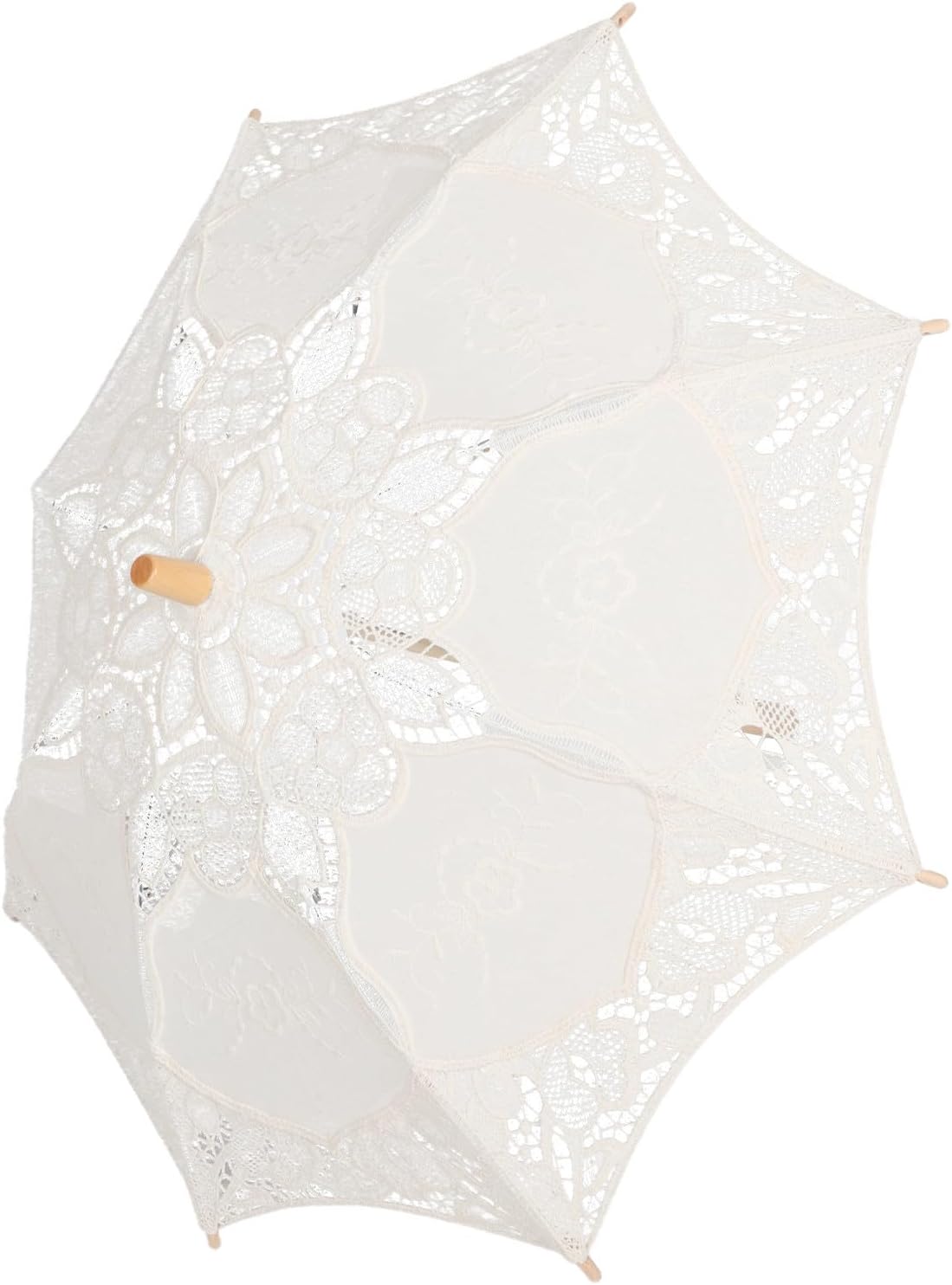 Alipis Vintage Lace Parasol Umbrella 60cm Beige for Wedding Photoshoots