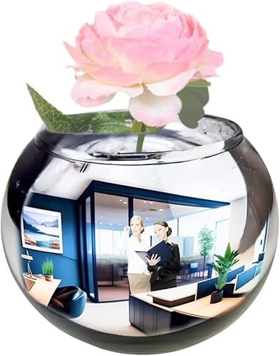 TidyFriend - Jarrón de espejo convexo plateado para decoración de cubículo, espejo de escritorio multiusos de 6 pulgadas para ver detrás de ti,