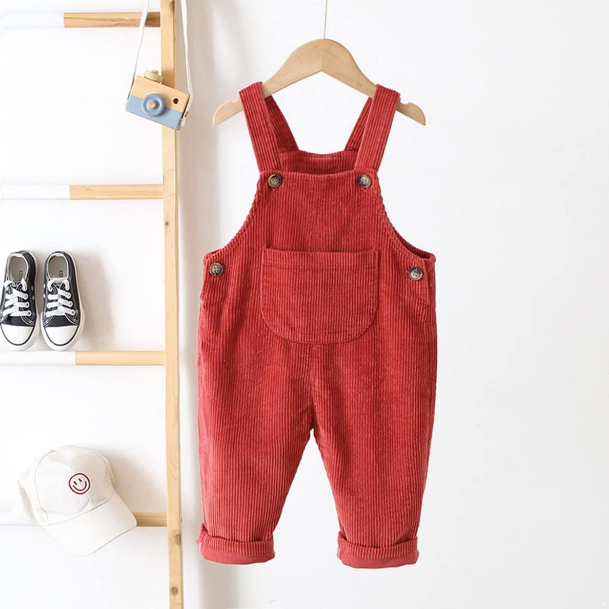 Neonato Ragazzi Ragazze Salopette di Velluto a Coste Tuta Salopette di Cotone con Bottoni Bretelle di Velluto a Coste Pantaloni Tuta Lunga Pagliaccetti Stile Casual per 1-4 Anni