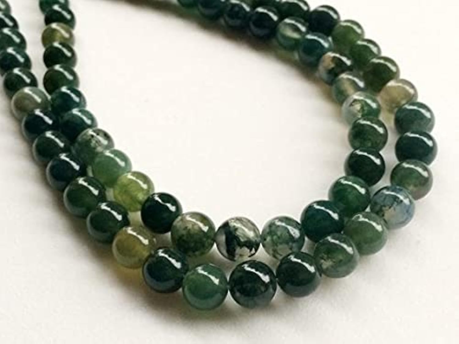 Perles de mousse d agate verte naturelle pour création de bijoux DIY LKBEADS 8mm