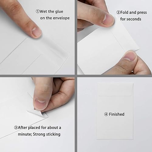Miniatura 3 de Paquete de 100 sobres blancos para monedas pequeñas, sobres autoadhesivos de papel kraft para semillas, mini piezas, sellos para artículos pequeños,
