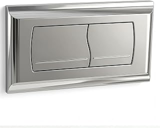 Empyreal Drückerplatte für WC Spülkasten mit Spülhebel-Set und Einbaurahmen, kompatibel mit Geberit Twinline 30 und UP130, Doppelspülung,Betätigungsplatte Ersatzteile,340 x 185mm (Verchromt)