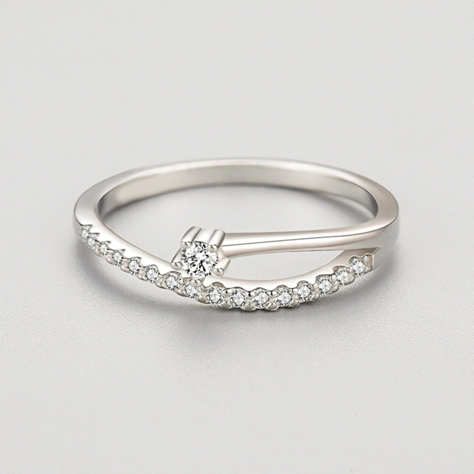 Pierścionki zaręczynowe 9K białe złoto, pierścionki damskie 3 mm diament biały 0,1 ct diament