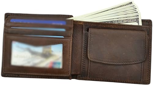 Miniatura 4 de ZAINJO Wallets For Men Cow Leather Men Wallets with Coin Pocket Vintage Male Purse Function Brown Genuine Leather Men Wallet with Card Holders