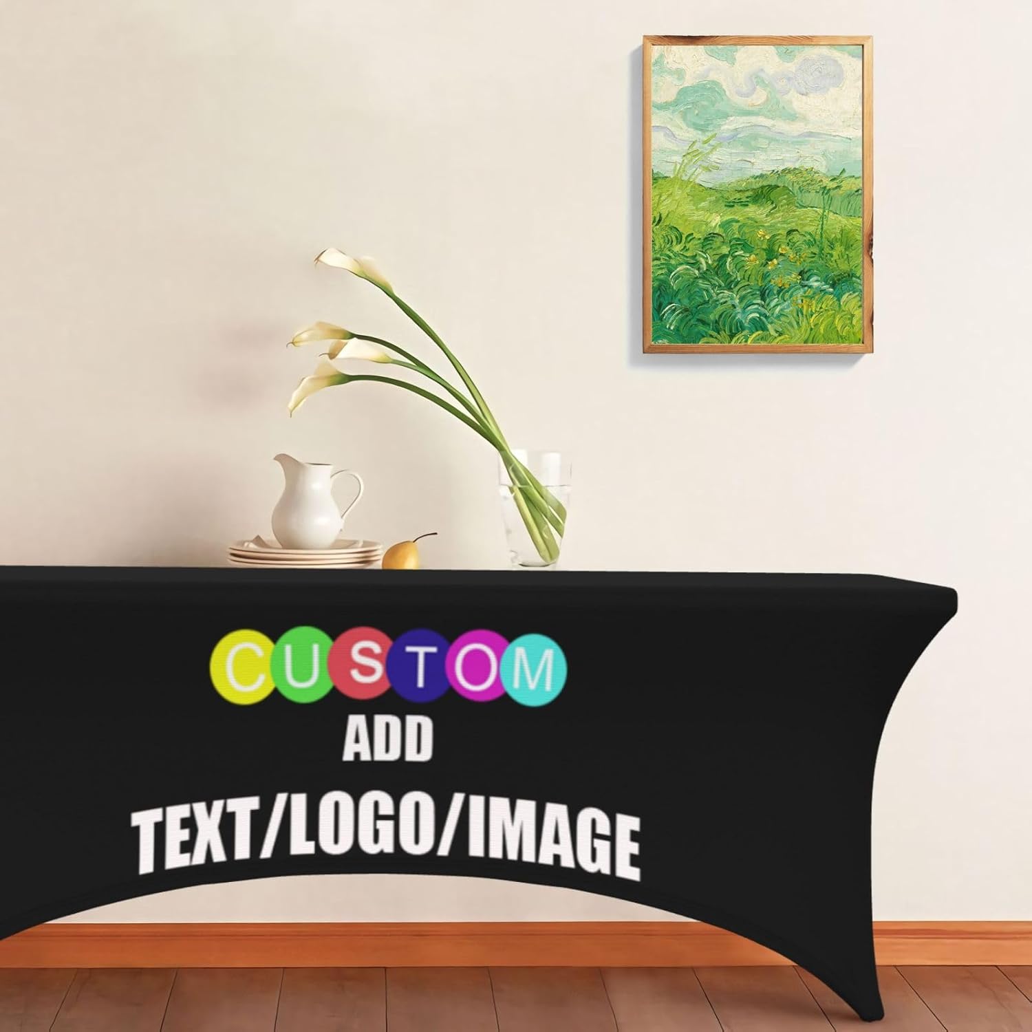 Custom Table Cloth 6FT Custom Table Runner Sign Personalized Table Cover with Logo Text Image Customized for Tradeshow Events Birthday Party Wedding