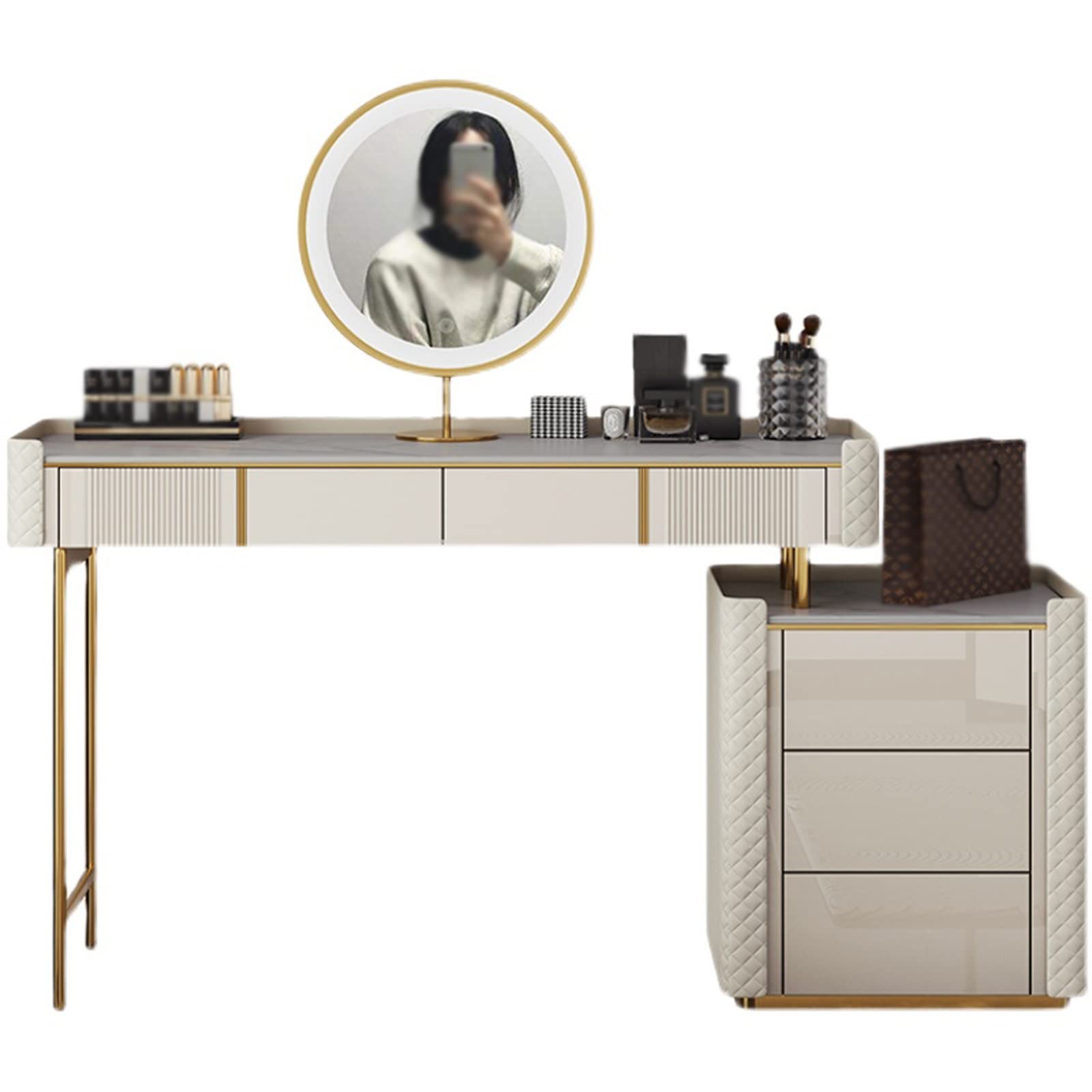 CGCSYZ Vanity Desk Wood Slate Dressing Table Dressing Table Dressing Table Simple Bedroom Integrated Storage Cabinet for Bedroom, Cloakroom Makeup Dressing Table (120cm)