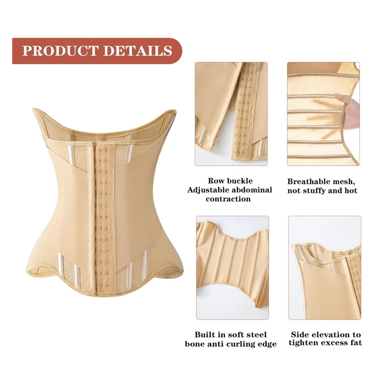 Panciera per Snellire Donna Corsetto Modellante a Forma di U for Donna, con Bottoni, for Il Seno sollevato, Traspirante Osso d'Acciaio