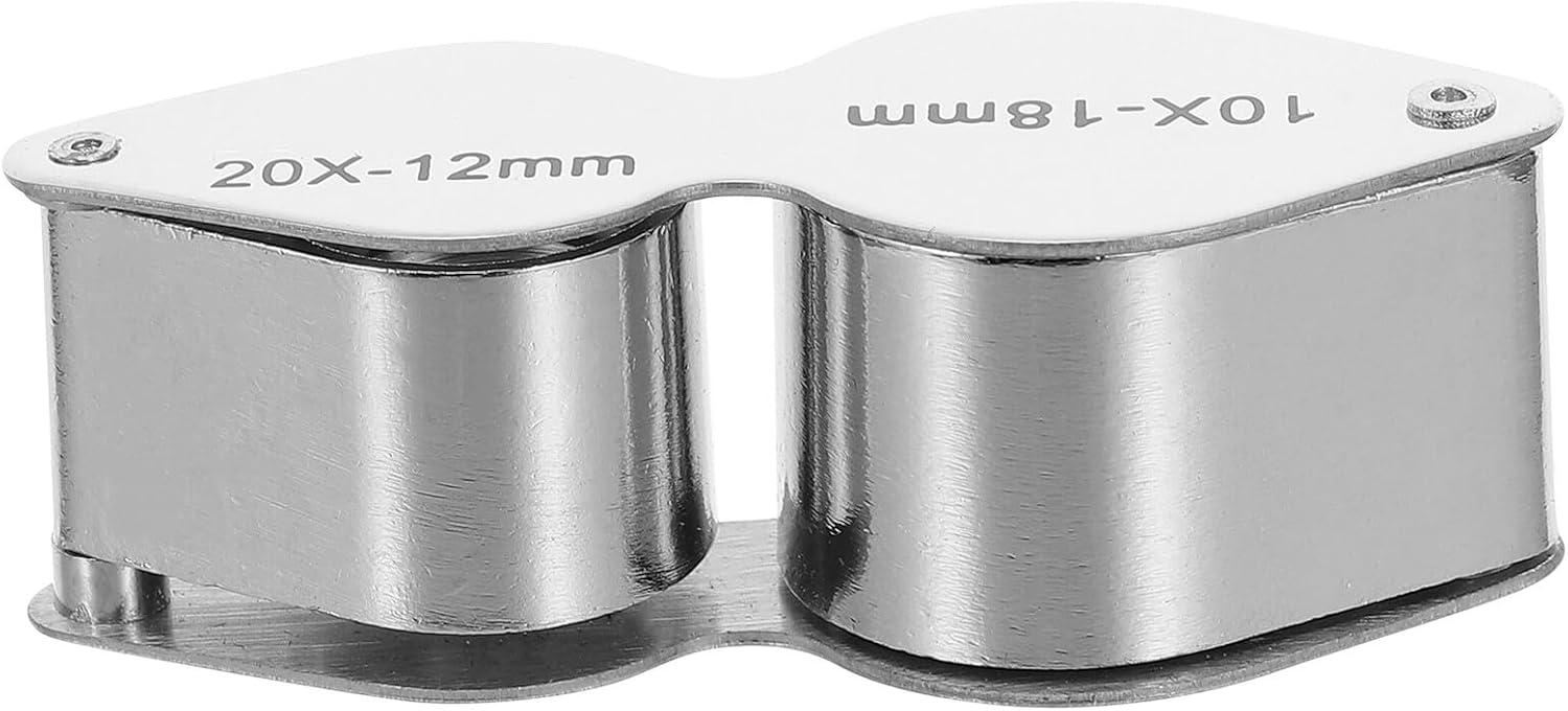 10x 20x Dual Lens Foldable Full Metal Jeweler’s Loupe Magnifier for Jewelry Coins Watches with Pocket Design for Professional Jewelry Inspection