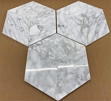 Stone Center Online Carrara White Marble 4x8 Rhomboid Diamond Tile Polished Kitchen Bath Wall Floor Backsplash Shower (1 sq.ft.)