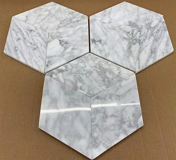 Stone Center Online Carrara White Marble 4x8 Rhomboid Diamond Tile Polished Kitchen Bath Wall Floor Backsplash Shower (1 sq.ft.)