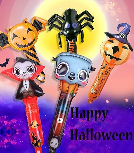 Yubobo Halloween Inflatables Treats Toys 10Pcs For Kids Party Favors Hand Hold Balloon Nightmare Before Christmas Toys Skeleton Spider Pumpkin Vampire Zombie Ghost Bat Outdoor Games Party Supplies thumb #6