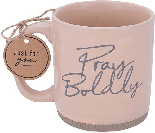 Lighthouse Christian Products Pray Boldly Powerful Words - Taza de cerámica amarilla de 16 onzas
