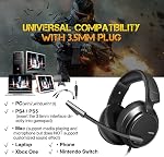 Gaming Headset for PS4,PS5, Xbox One, PC with Bass Surround Soft Memory Earmuffs Stereo Headset, Noise Cancelling Over Ear Headphones Mic, Volume Control for Laptop Table