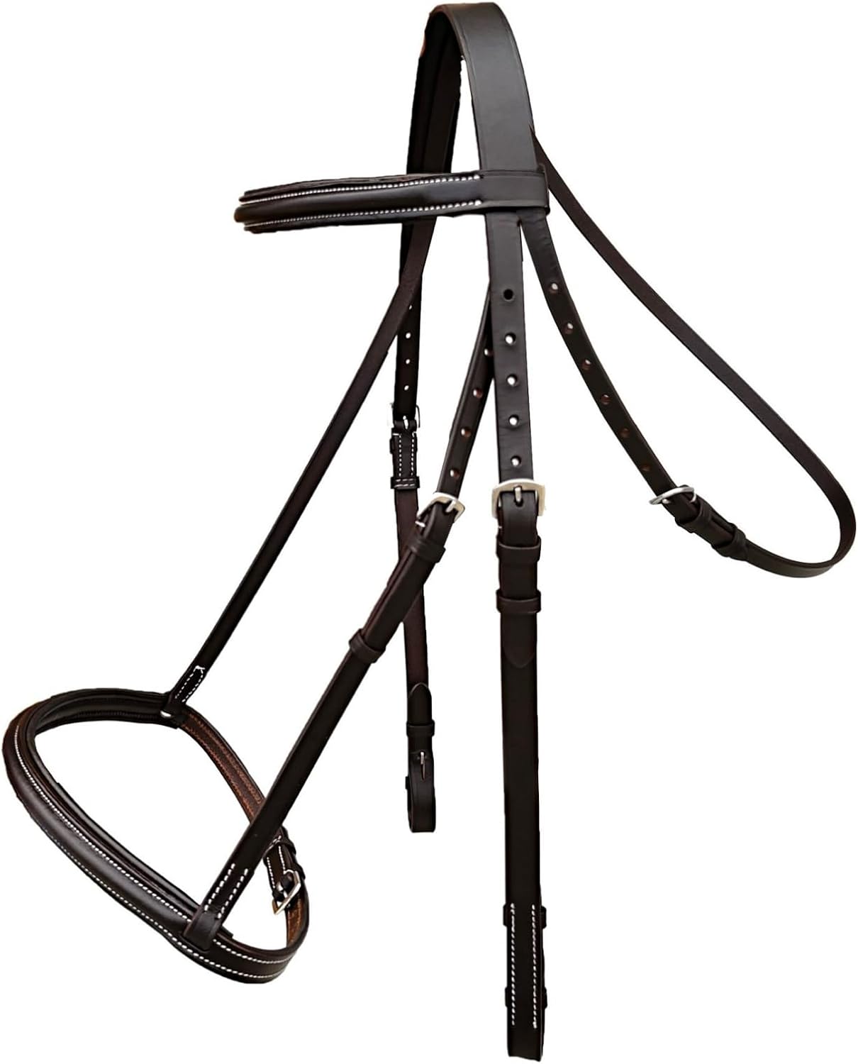 Majestic Ally Padded Raised English Bridle, Premium Leather, Matching Laced Reins