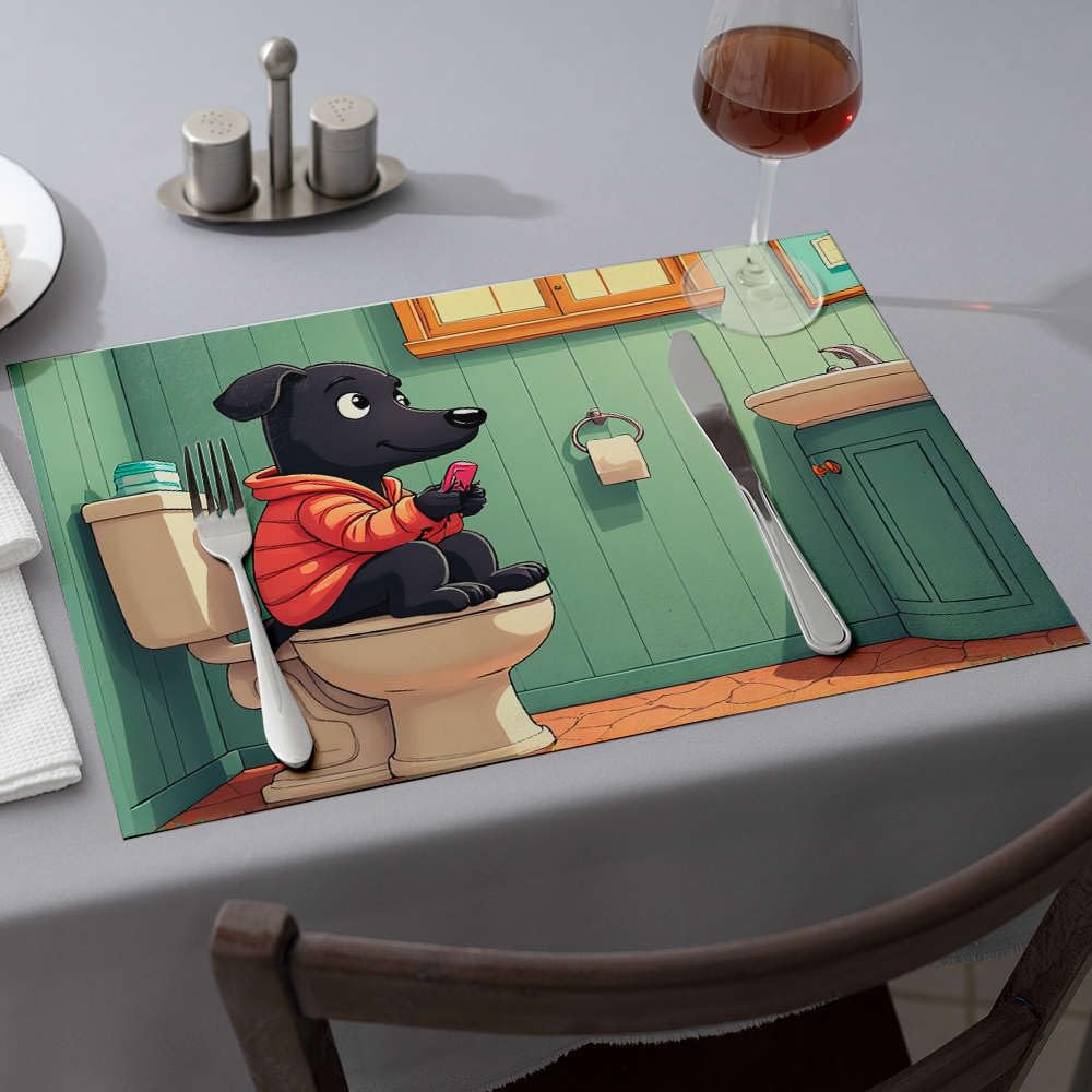Set de table chien sur toilette idéal pour égayer les repas de famille