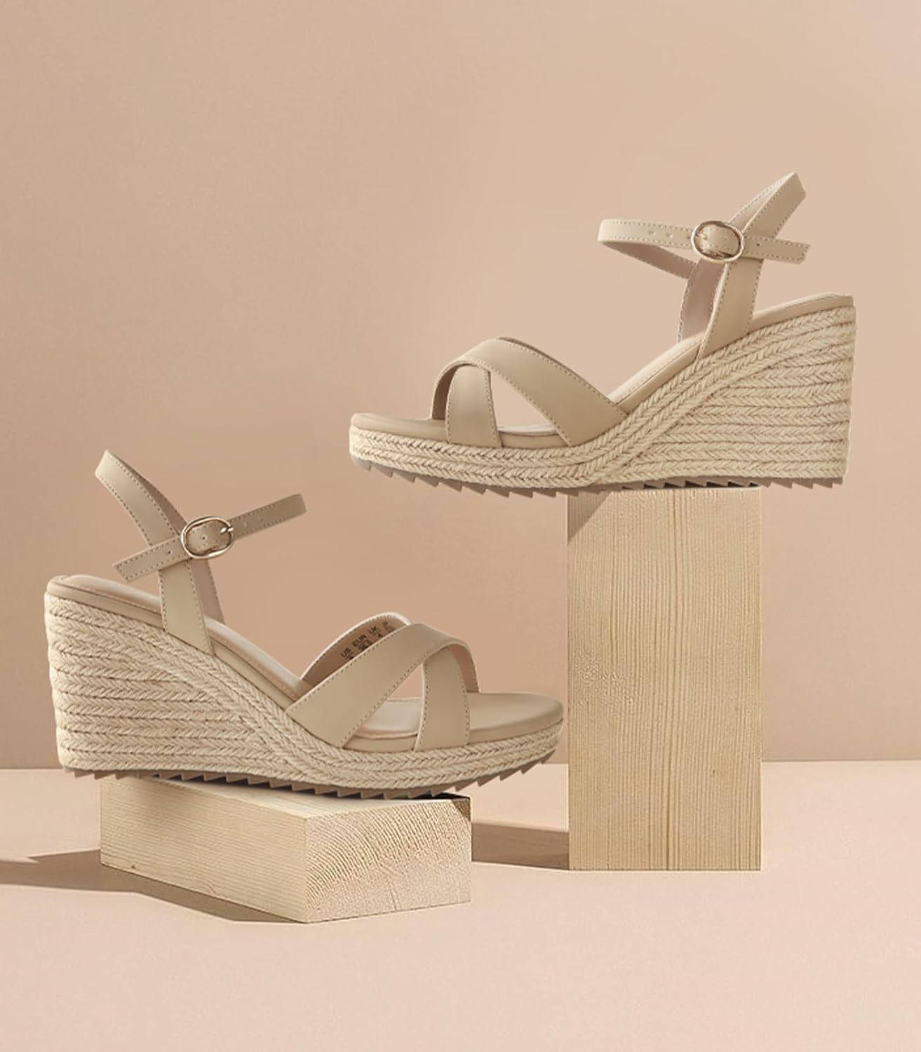 Ankis Wedge Sandals for Women, Espadrille Womens Wedge Sandals Comfortable Open Toe Cross Band Ankle Strap High Heel Wedges for Women Dressy Summer -3.4Inch - Image 3