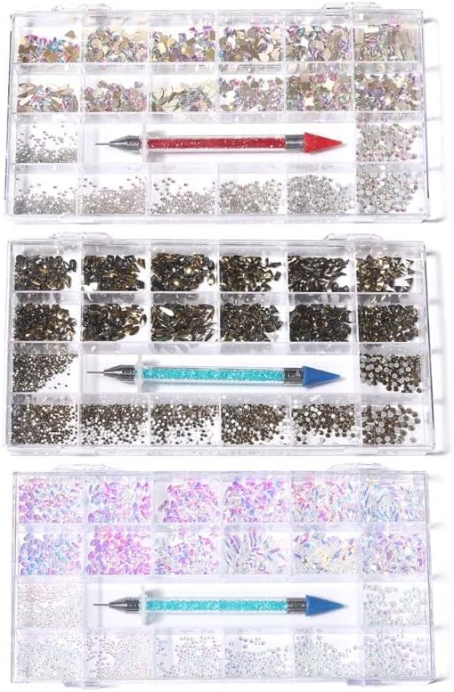 21 Grids Nail Art DIY Accessories Suit Shiny Jewels Rhinestones in a Storage Box - (Color: Style 3)