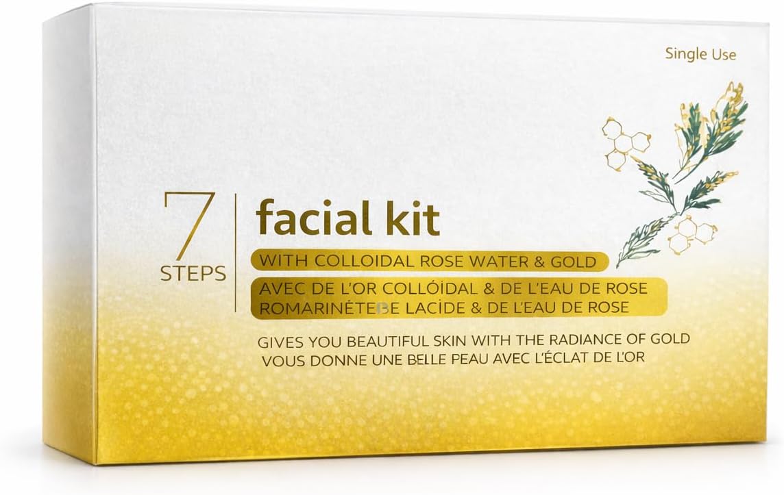 7 Steps Facial Kit with Colloidal Rosemary oil & Gold, Single Use, Radiance Boosting