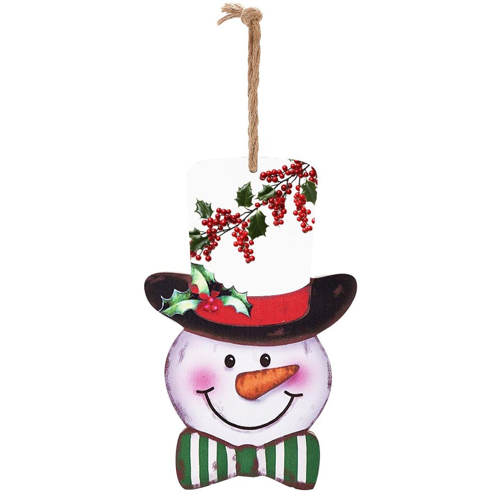 Plaque de Noël en bois bonhomme de neige suspension murale houx maison