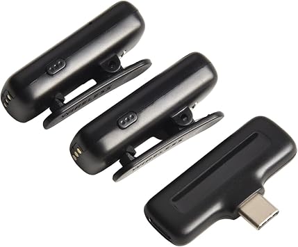 Professional J13 Wireless Lavalier Microphone Dual Clip On Mic with Charging Case Noise Cancelling for iPhone for android Vlog Streaming Video Recording Black 4.5x1.8x6.5CM