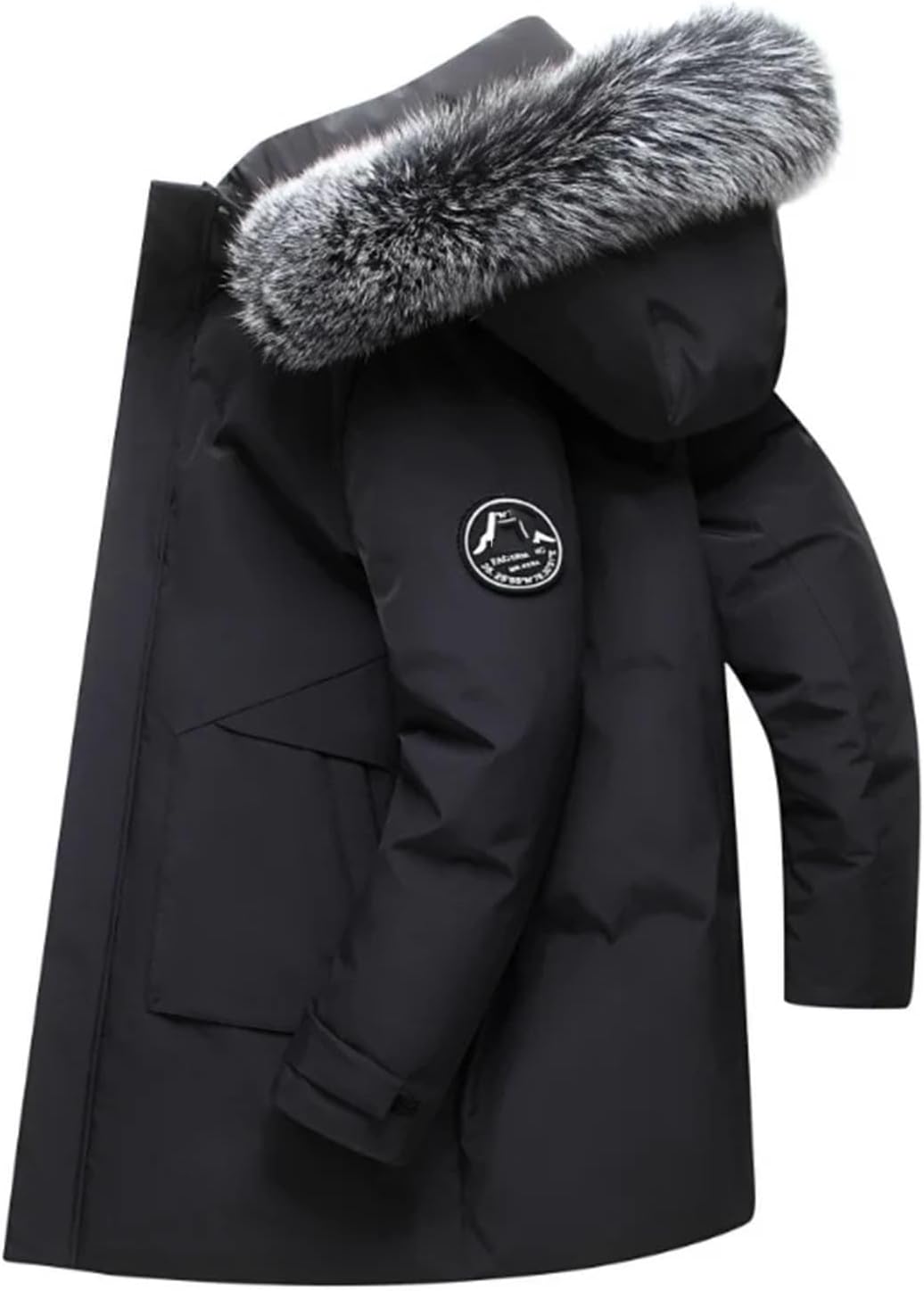 Men Winter Windproof Down Jacket Coats Warm White Duck Down Hooded Jacket Parkas Multi Pockets Overcoat