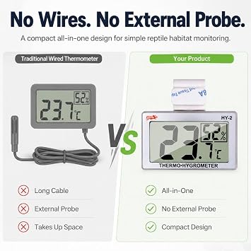 Reptile Thermometer Hygrometer, Digital Temperature Humidity Gauge for Tank