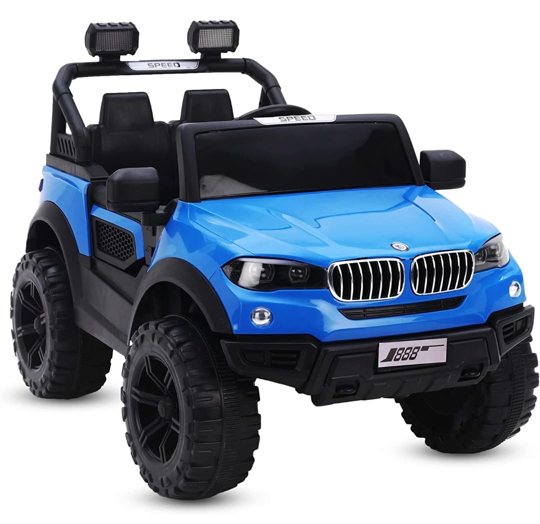 888 Battery Operated Jeep for Kids Ride on Toy Car with Bluetooth Music & Light Electric Car Jeep for 2 to 7 Years, Blue