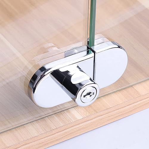 Miniatura 3 de Paquete de 2 cerraduras de cristal para gabinete de joyería de aleación de zinc para puerta de vidrio de 0.2 a 0.31 pulgadas (plata, 2408-2 unidades)