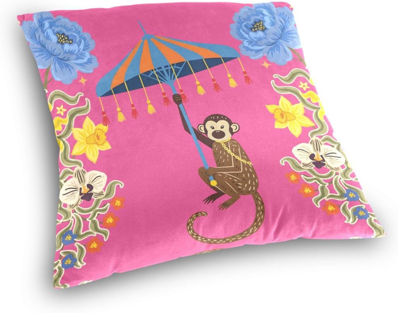 Throw Pillow Cover 20X20 Inch Comfortable Decorative Square Cushion Pillowcase for Home Sofa Couch Bed Office Car(Right Monkey) image 3