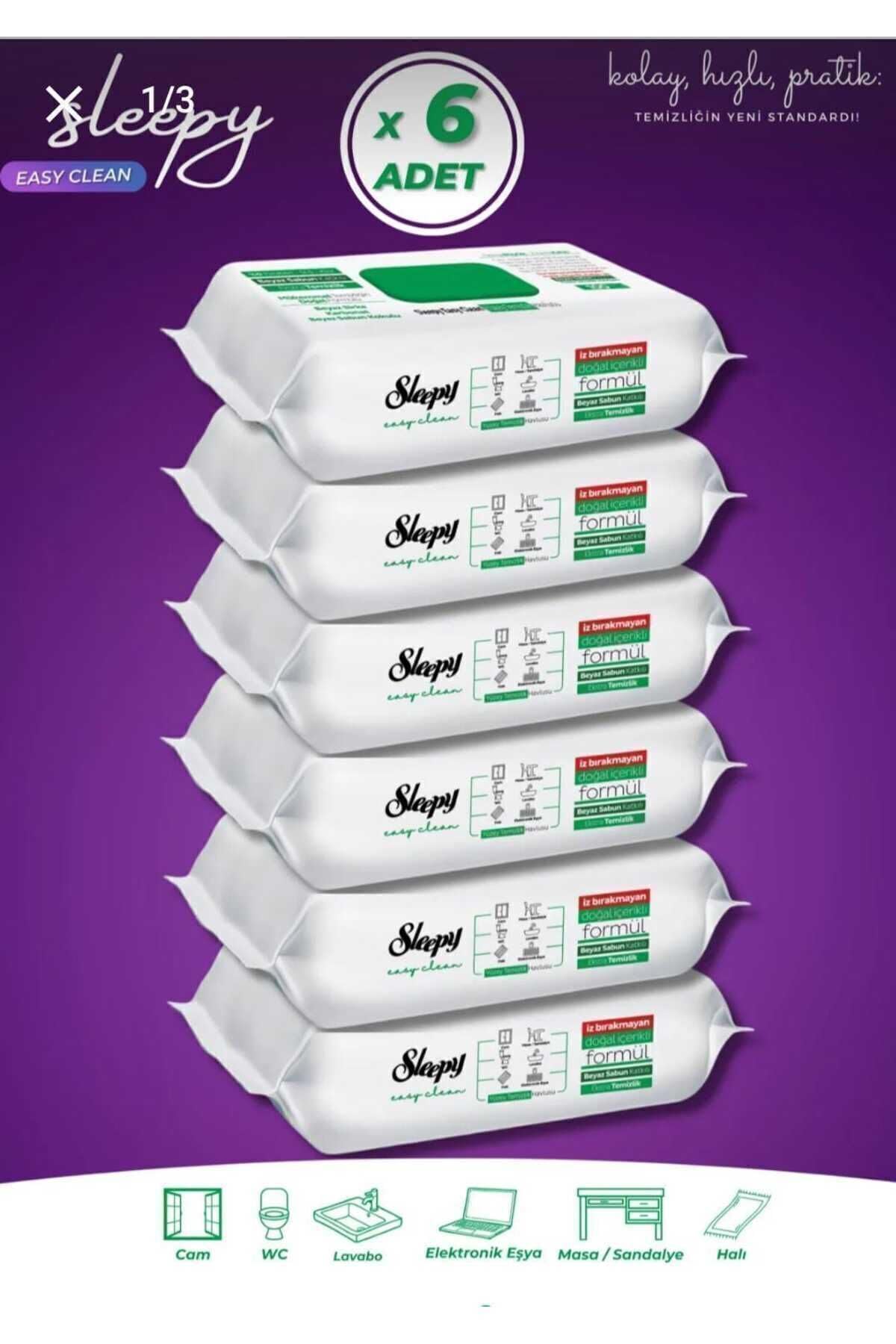 Sleepy Easy Clean Beyaz Sabun Katkılı Yüzey Temizlik Bezi 100'lu 6x100 600 Yaprak
