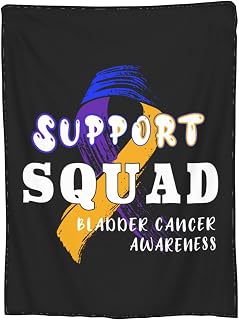 Support Squad Bladder Cancer Awareness Throw Blanket 50"x40" Soft Micro Fleece Cozy Flannel Blankets Black for Couch Bed Sofa Chair Camping Travel Pets Winter Fall