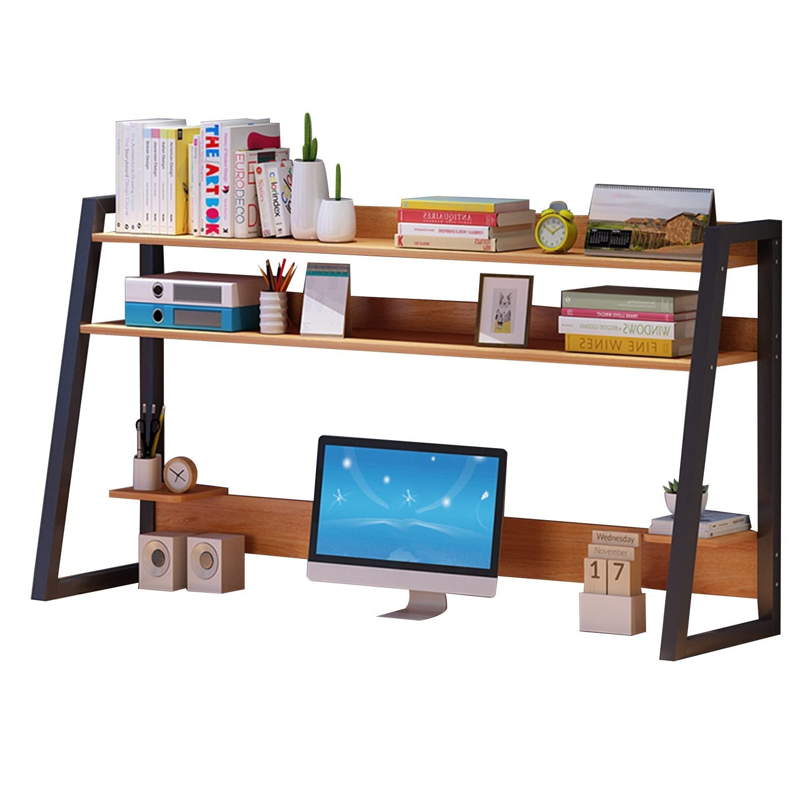 ASerZenith Desktop Bookshelf Desktop Bookshelf/Bookcase - Computer Desk Bookshelf Hutch, Bookcase Shelf, Desk Organizer,