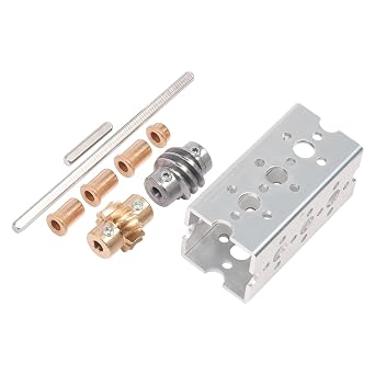 Pitsco Education TETRIX MAX 41 Aluminum Worm Gear Drivebox, Robotics Building Elements, Spare Parts for Robotics and Vehicles, Package Includes Spur Gear, Worm Gear, Channel, Axles, Bushings