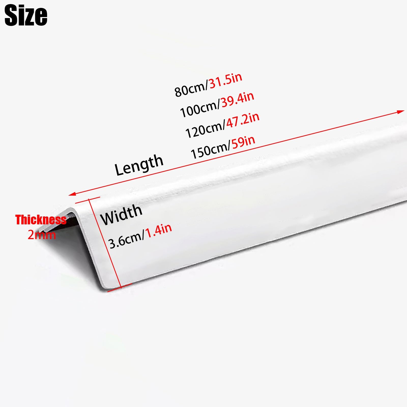 Przezroczyste ochraniacze narożników, Samoprzylepny ochraniacz narożników ściennych z PVC, do domu, wielokolorowy, 1,4 cala x 80-150 cm(Grey,120cm/47.2in)