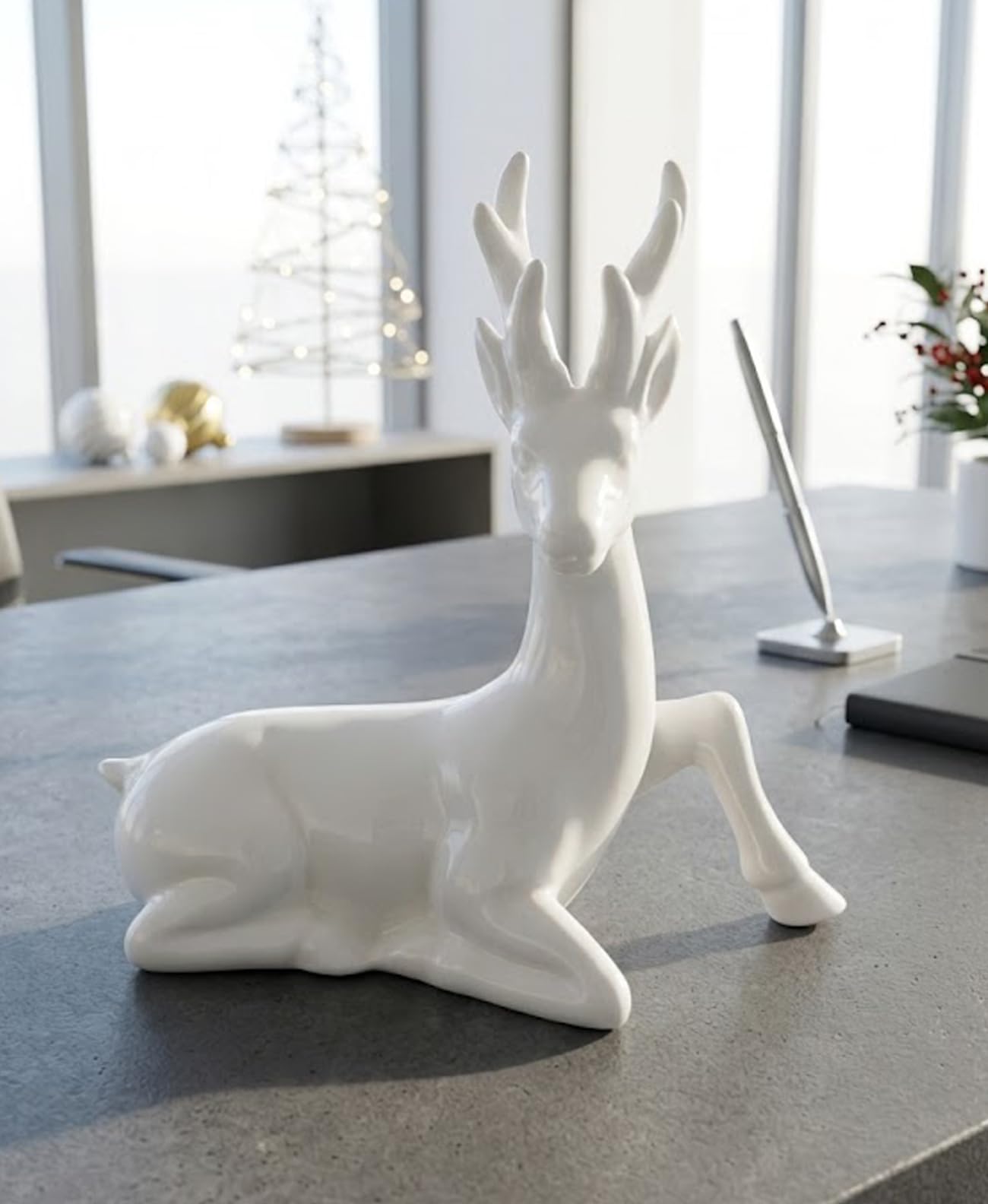 * pottery animal ❀ reindeer トナカイ Buy White Reindeer Showpiece for Christmas Decoration | 3D
