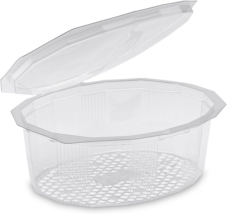 GUILLIN - Multipack M2000C Pack of 50 Boxes 2000cc with Hinged Lid Hinge, Polyethylene, Transparent, 24 x 19 x 6.5 cm