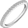 Gemsme Moissanite Wedding Band for Women - 925 Sterling Silver Rings with 18K White Gold Plated Thin Stackable Eternity Engagement Anniversary Wedding Rings Size 4-12