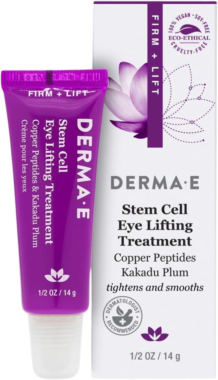 Derma E Stem Cell Lifting Eye Treatment – Multi Action Firming and Tightening Under Eye and Upper Eyelid Cream - Hydrating and Revitalizing Moisturizer, 0.5oz