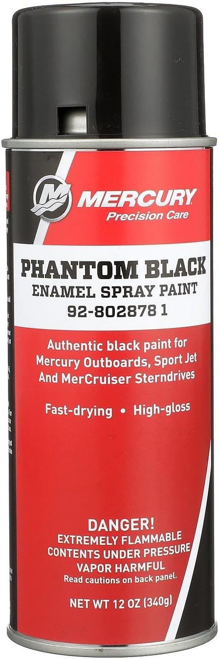 MERCURY 8028781 Phantom Black Enamel Spray Paint and MerCruiser, 12 oz Spray Can