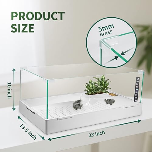 Miniatura 2 de BETAZOOER Turtle Tank with Adjustable Water Pump Filter, Full View Visually Tortoise Aquarium Habitat, Glass Material Easy Changing Water&Clean for