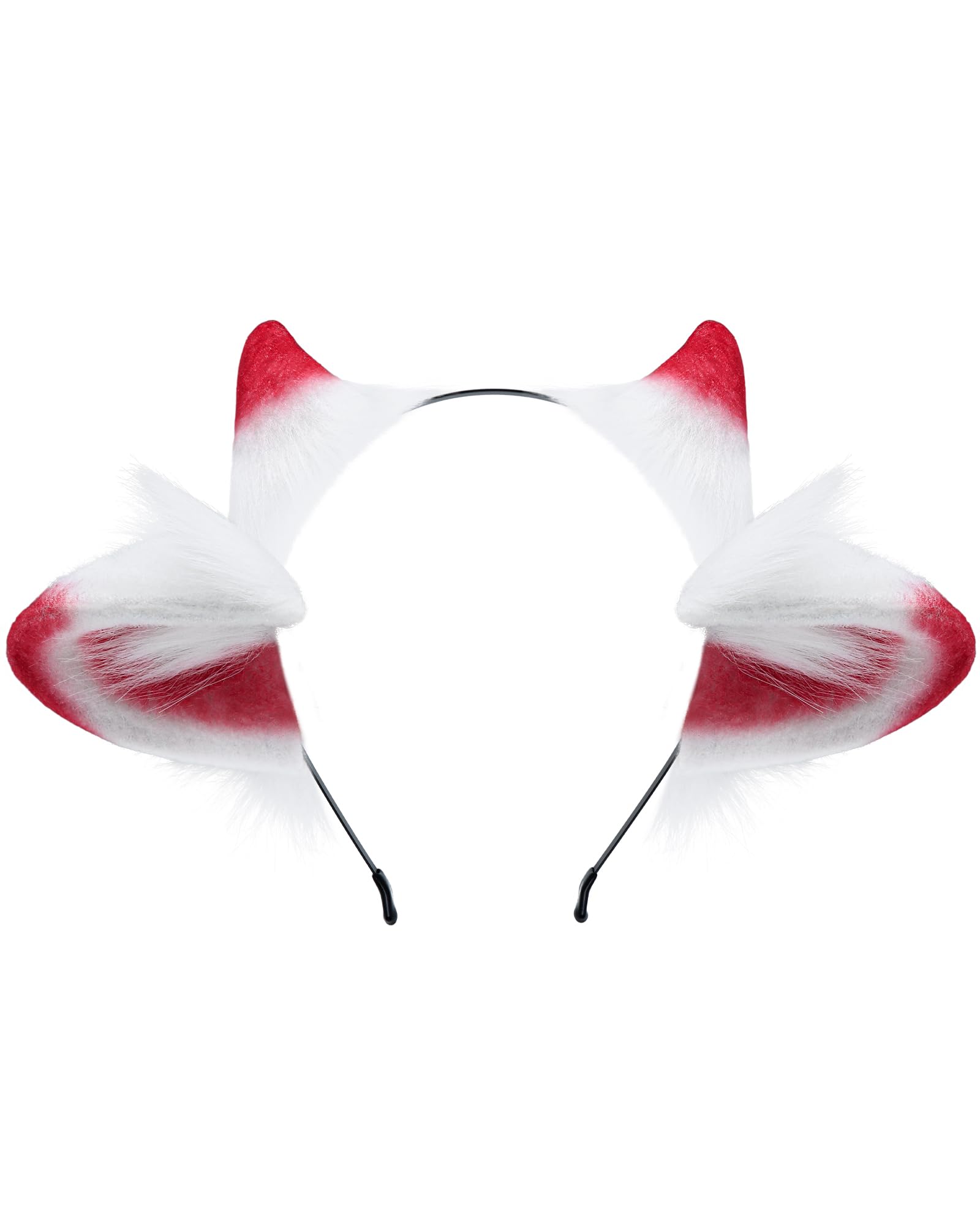 ZFKJERS Cosplay Furry Lamb Ears Headband Soft Animal Ear Hair Accessory for Halloween (Red)