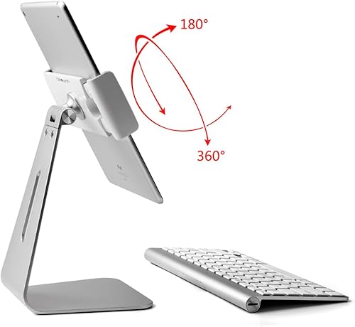 Vista 3 de Soporte para tableta, soporte de escritorio de aluminio giratorio de 360°, compatible con Galaxy Tab S8 de 7 a 13 pulgadas, iPad Pro/Air/Mini