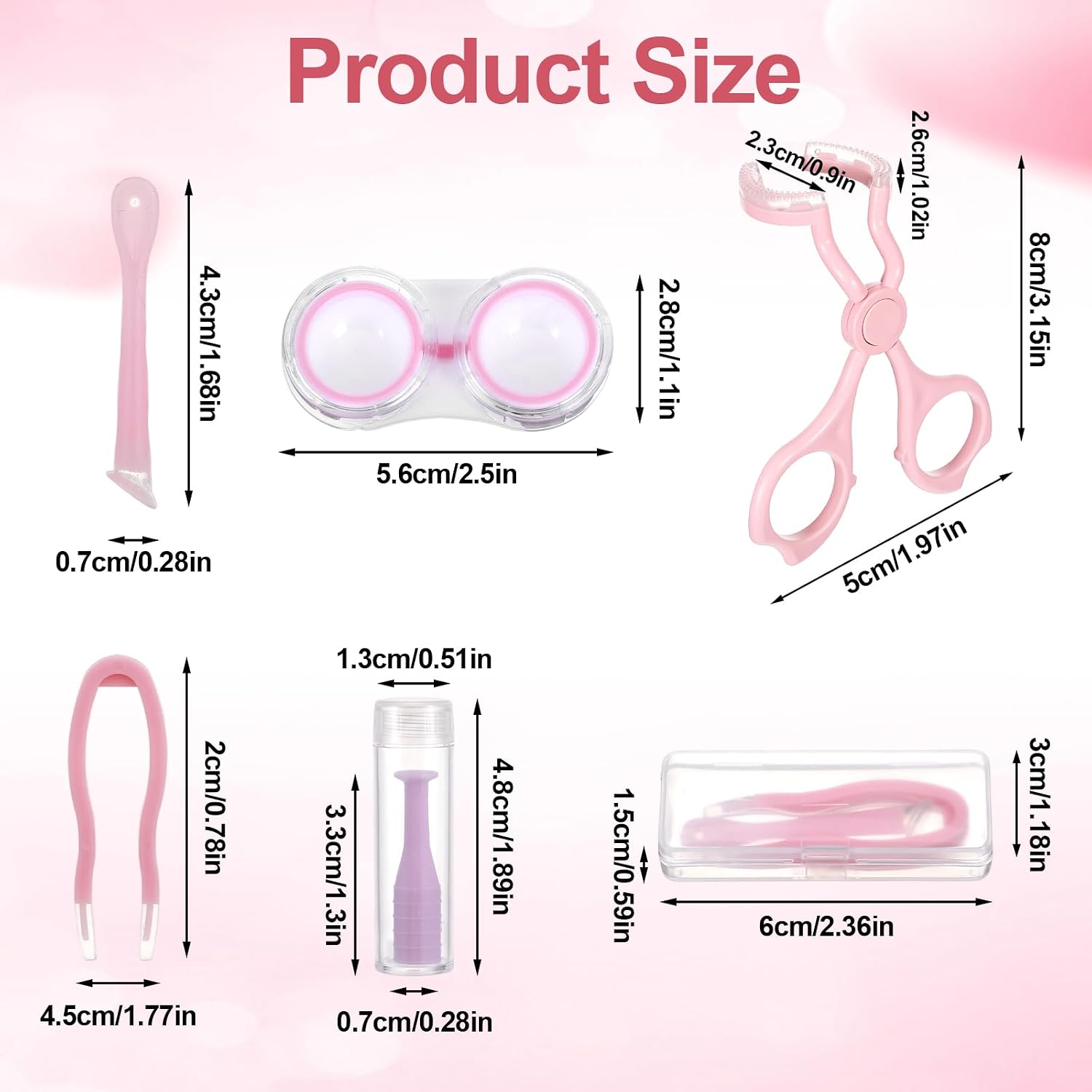 Contact Lens Applicator Tool,Plastic Eye Opener for Contacts Set,Portable Contact Lens Applicator,Contacts Len Insertion & Removal Kit for Travel,Pink