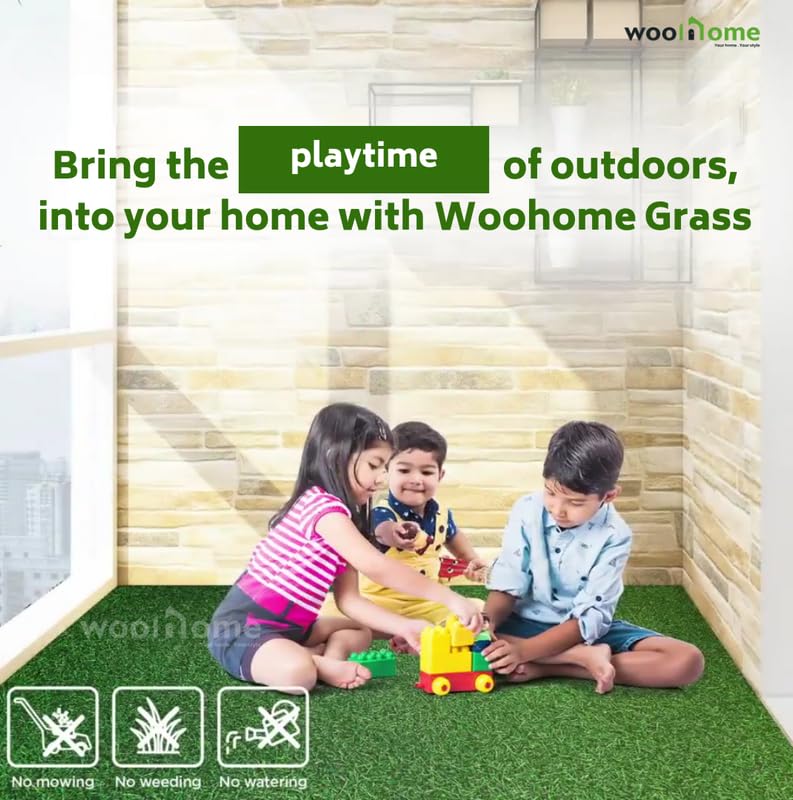 Image of Woohome 35mm Artificial Grass Mat for Balcony | Green Grass Carpet for Balcony | All-Weather Home and Office Edition (Size - 2X3 Ft | Green grsaa Capet for Balcony)