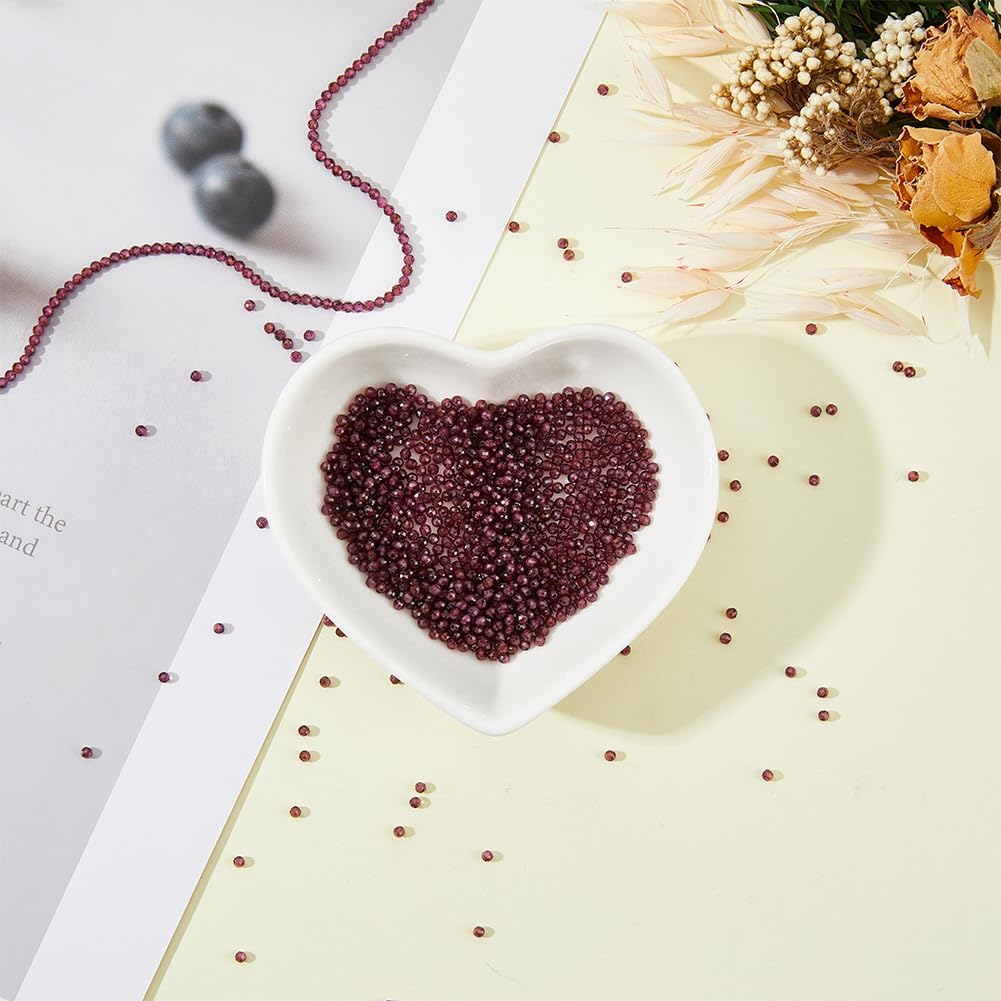 960pcs 5 Strands Pomegranate Red Natural Garnet Bead Strands 2mm Mini Round Faceted Garnet Beads Smooth Red Quartz Stone Loose Spacer Beads for Jewelry Craft Making Hole: 0.4mm - Image 4