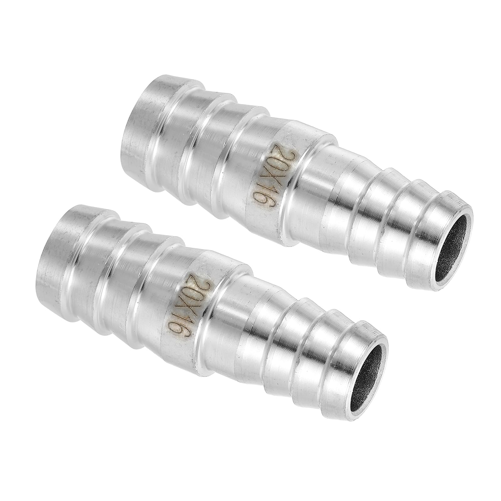QUARKZMAN 2 Stück Ø20x16mm Schlauchstutzen Reduzierstück Rohrverschraubung, 304 Edelstahl Schlauchrohrverschraubung für Vakuumsysteme Industrielle Rohrverbindungen, Silber