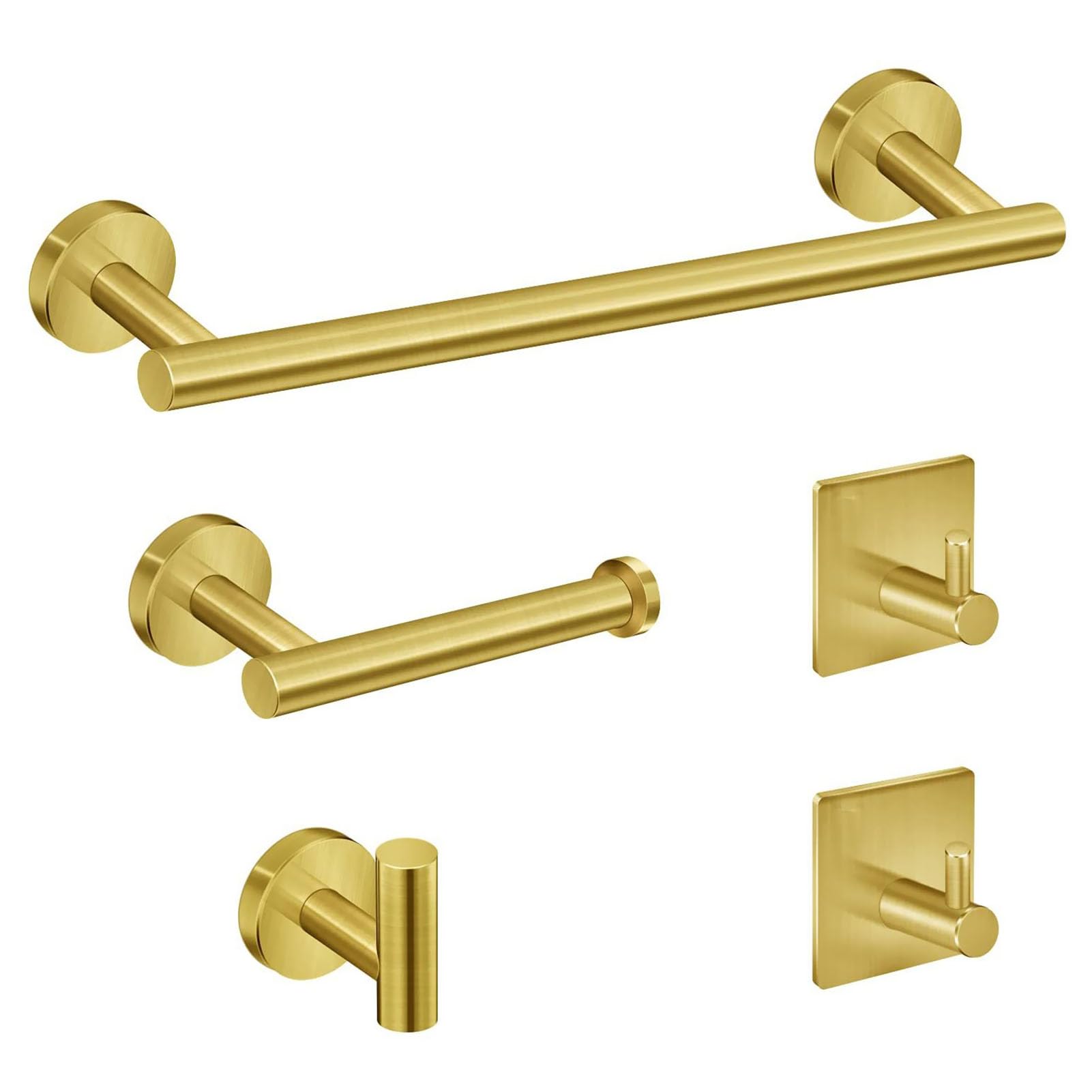 Beauenty Stainless Steel Towel Bar,Bathroom Wall Mounted Towel Holder,Multifunctional Towel Rail Rack (5 Set,Golden)
